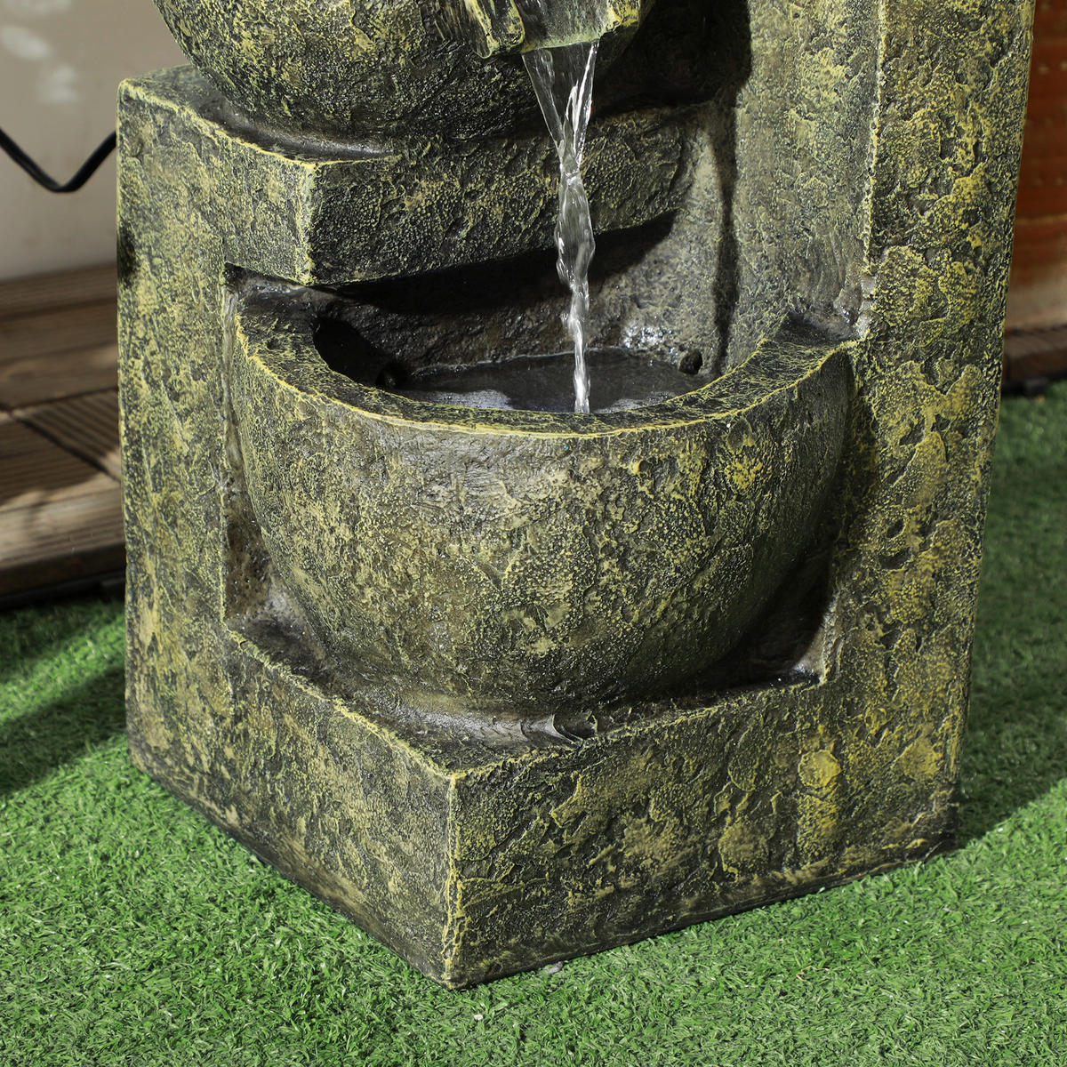 GARTENBRUNNEN, Kunstharz, Schwarz - Schwarz, Kunststoff (25/24/60cm) - Outsunny