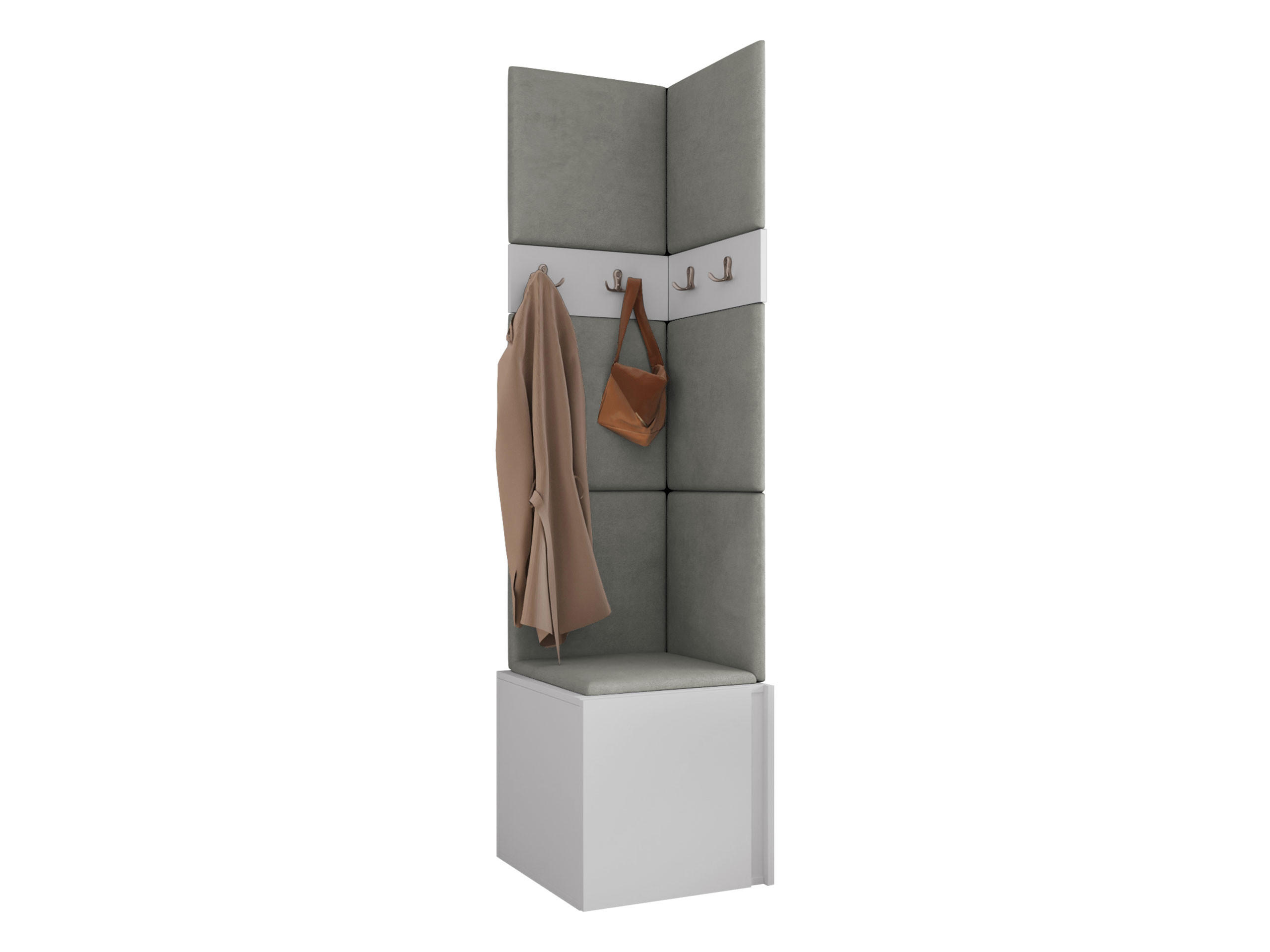 GARDEROBEN-SET Orion XXI - Weiß/Grau, Holzwerkstoff/Kunststoff (42/186/46cm) - MIRJAN24