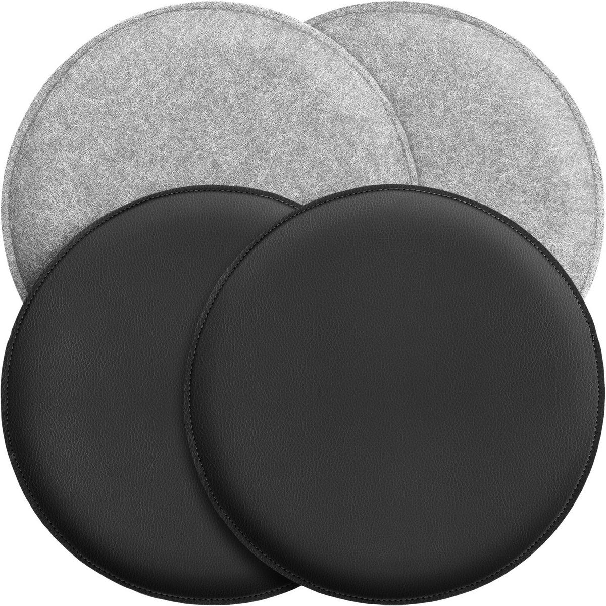 SITZKISSEN zum Wenden Filz und Kunstleder 4er Set - Hellgrau, Textil (35/35/2cm) - Miqio Design