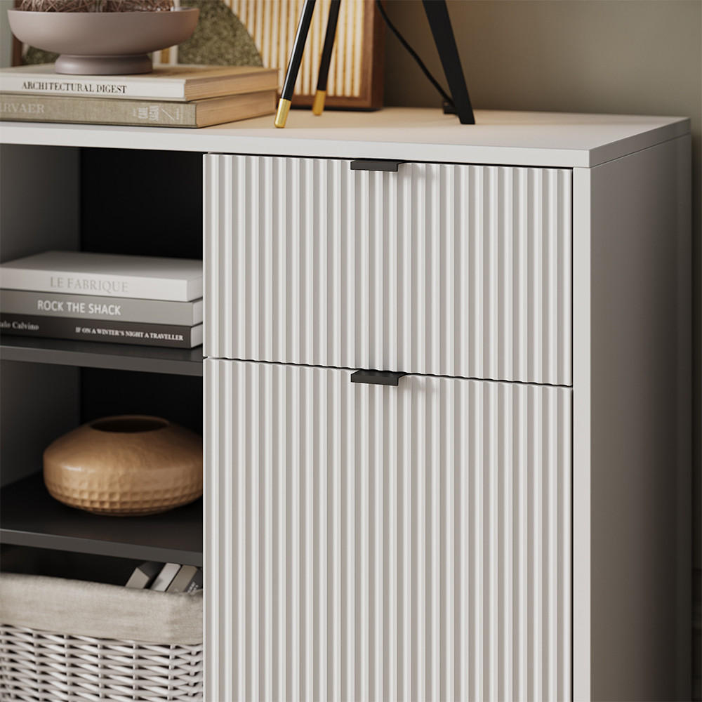 KOMMODE Eliza Weiß 120 x 81.2 cm mit 2 Schubladen und 2 Türen - Weiß, Holzwerkstoff (120/81.2/40cm) - Vicco