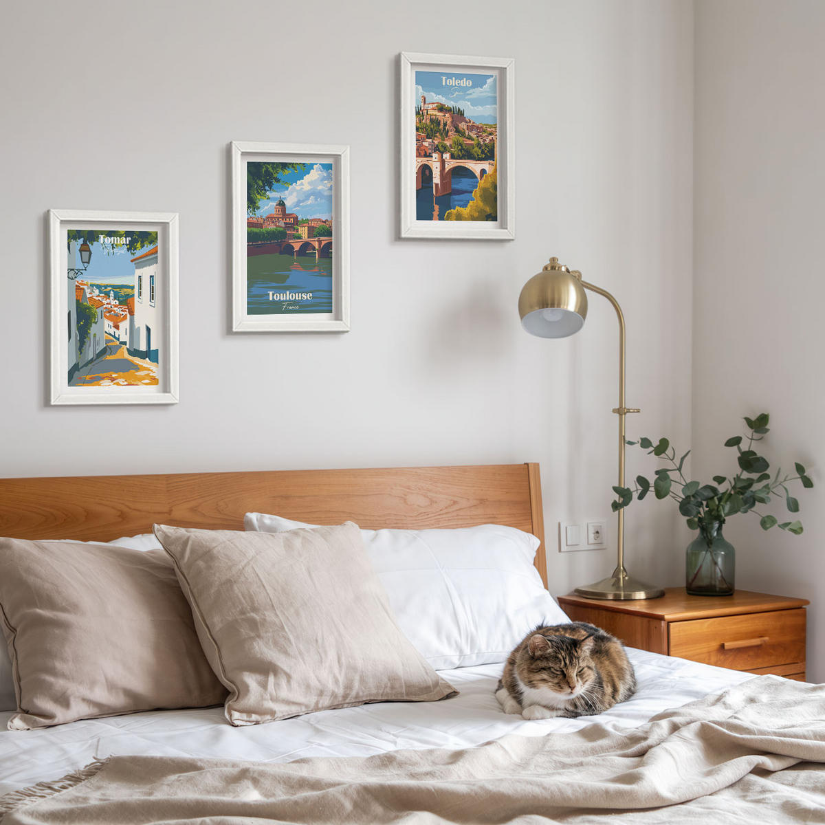 WANDBILDER 3er-Set - 20x30 cm Weißer Rahmen - Retro-Stadtgrafiken - Weiß, Kunststoff (20/30cm) - ArtPrintCave