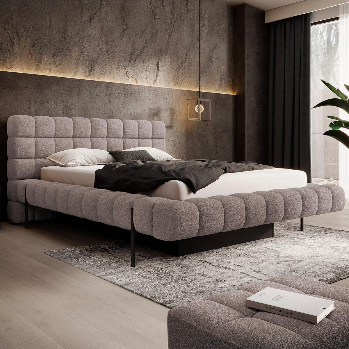 BOXSPRING POSTEL 180/200 Ezio Světle šedá - šedá, dřevo (180/200cm) - Petits-meubles