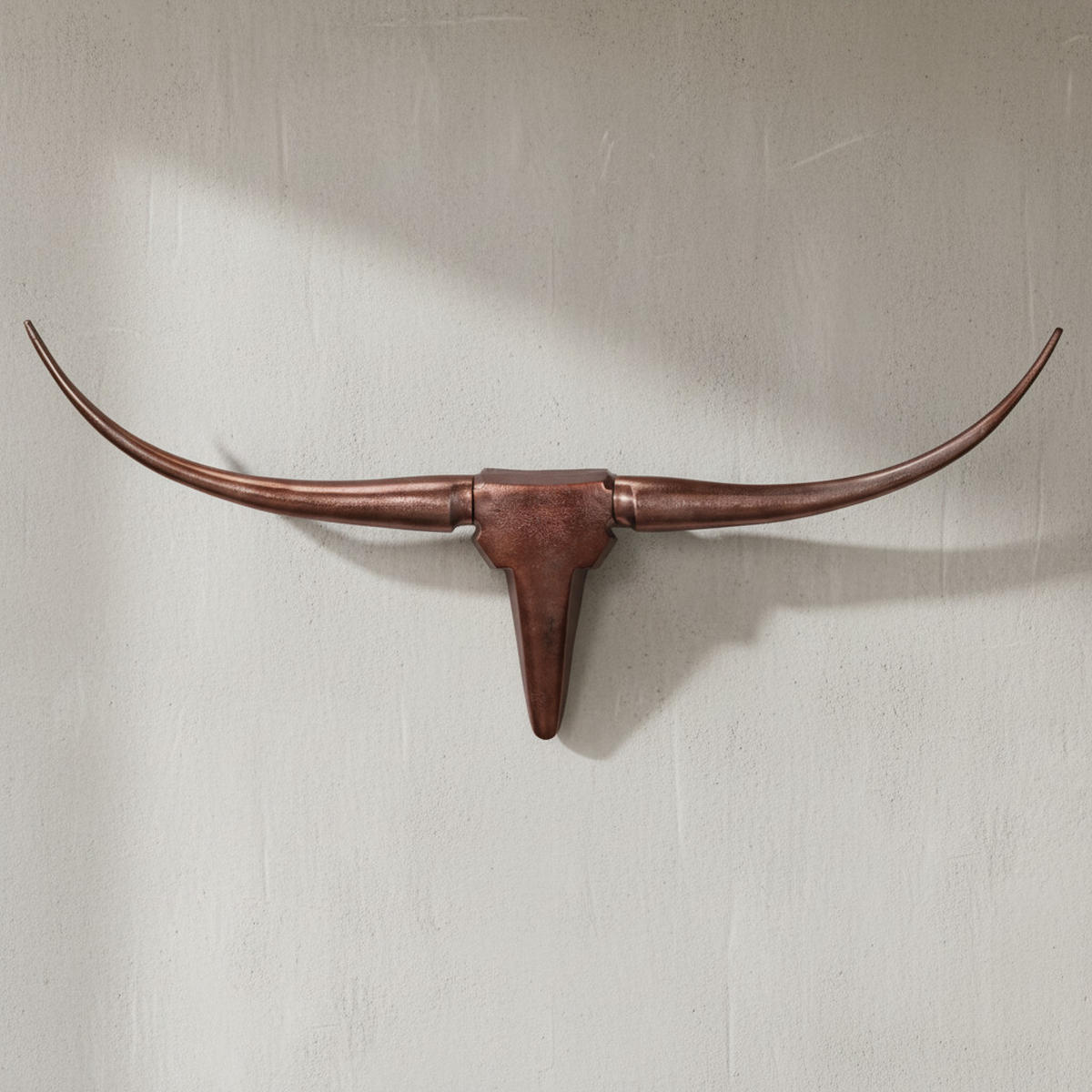 WANDDEKO Bull Geweih aus Aluminium 125 cm Breite, Bronze 100x6x40 cm - Bronzefarben, Metall (100/40/6cm) - KADIMA DESIGN