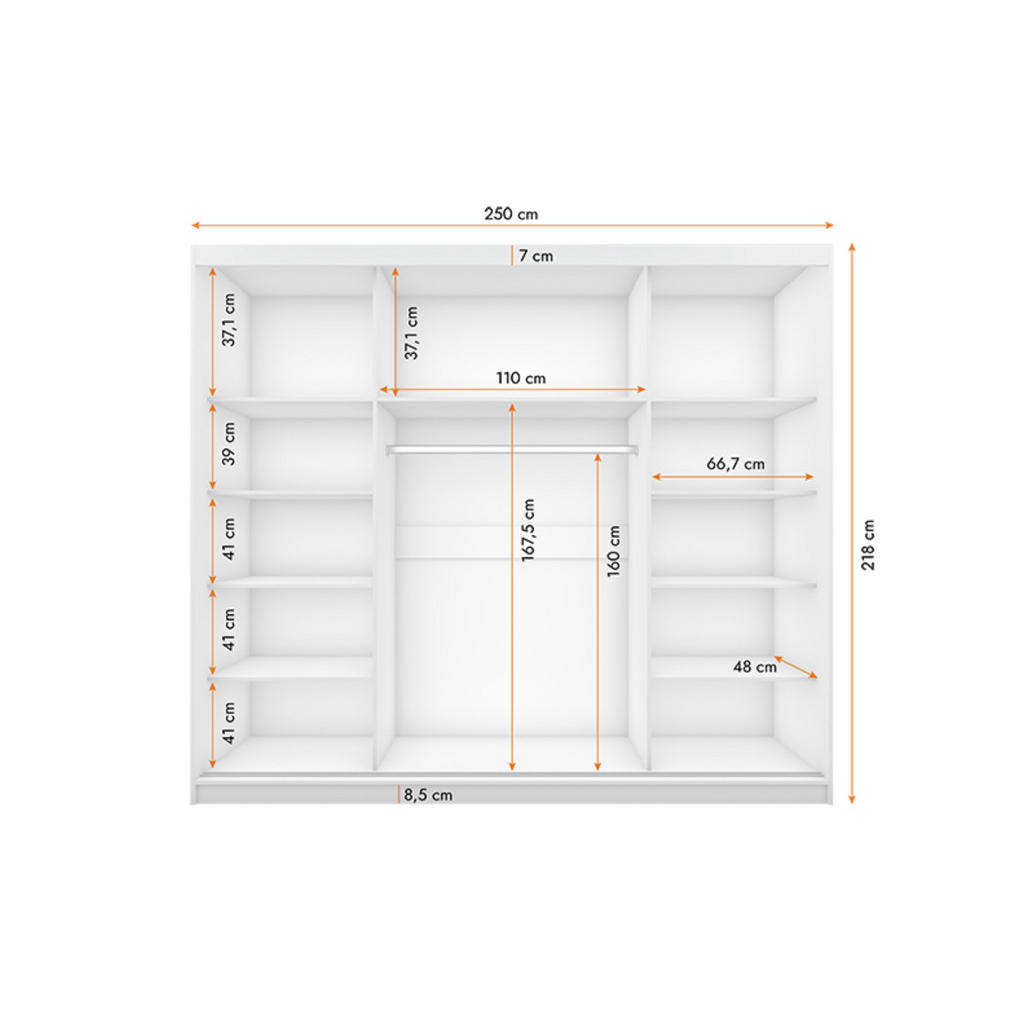 Thumbnail - Deine Möbel 24 Schwebetürenschrank, Weiß, Holzwerkstoff, 250x218x61 cm, Schlafzimmer, Kleiderschränke, Schwebetürenschrä...