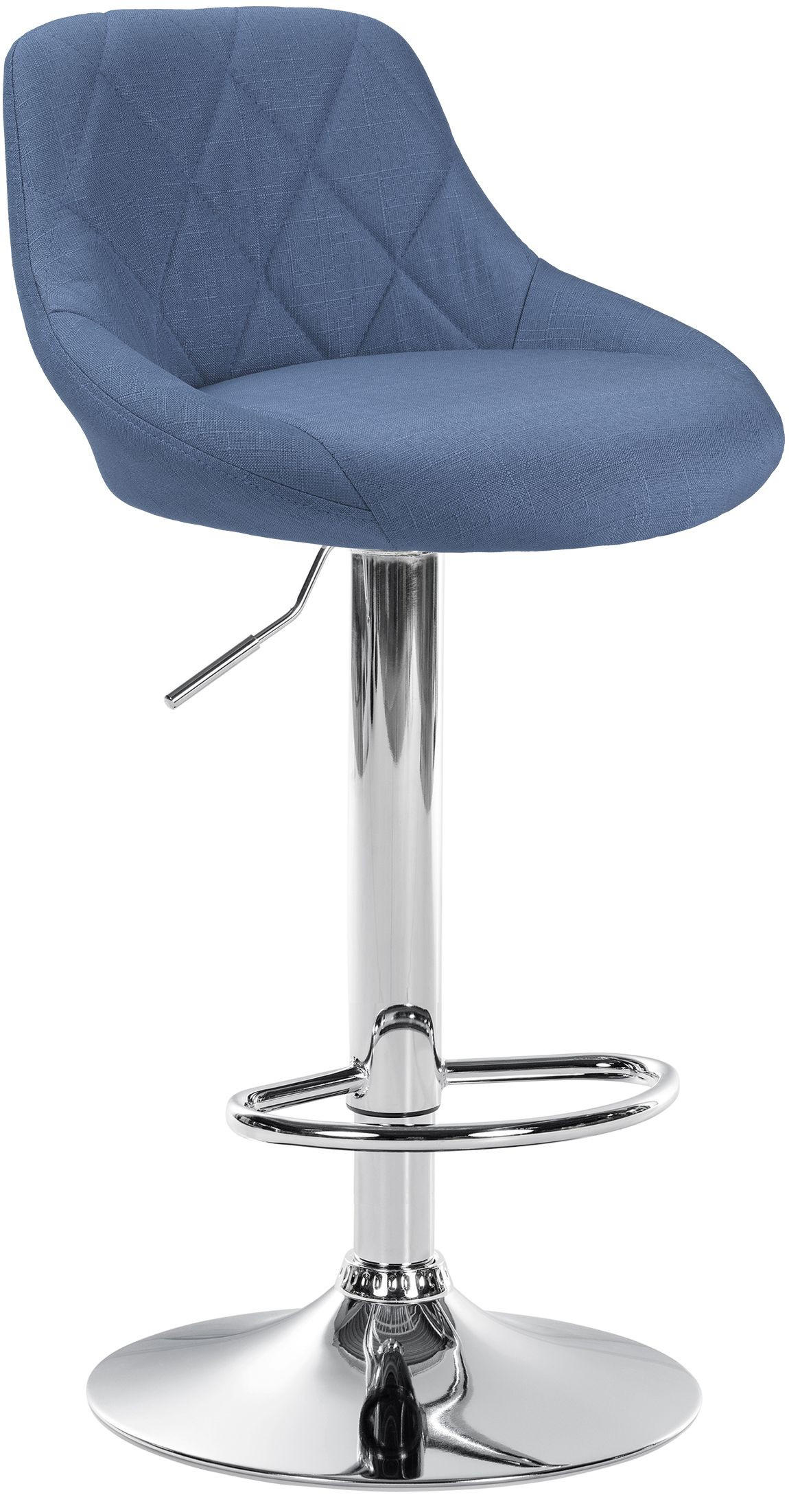 BARHOCKER Stoff blau - Chromfarben/Blau, Textil/Metall (46/83/49cm) - CLP