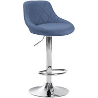 BARHOCKER Stoff blau - Chromfarben/Blau, Textil/Metall (46/83/49cm) - CLP