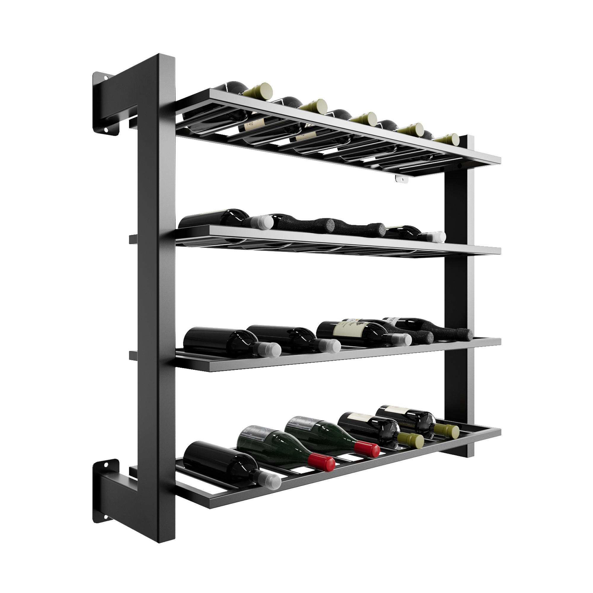 WEINREGAL Canary Metall,Schwarz, Für 48 Weinflaschen 90/100/30 cm - Schwarz, Metall (30/90/100cm) - Metalo Pro