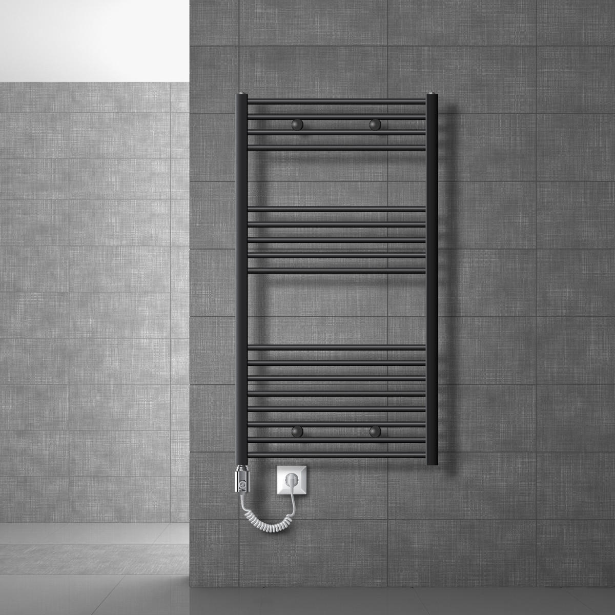 BADHEIZKÖRPER elektrisch Sahara 750x1200 mm Anthrazit gerade mit Heizstab 900W - Anthrazit, Metall (3/120/75cm) - LuxeBath