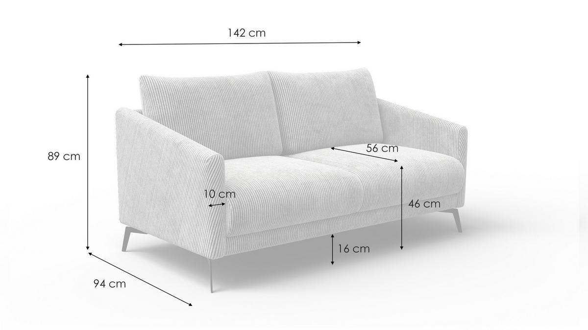 SOFA VILT 2-Sitzer, altrosa - Schwarz/Altrosa, Holzwerkstoff/Textil (142/89/94cm) - Courtois Laville