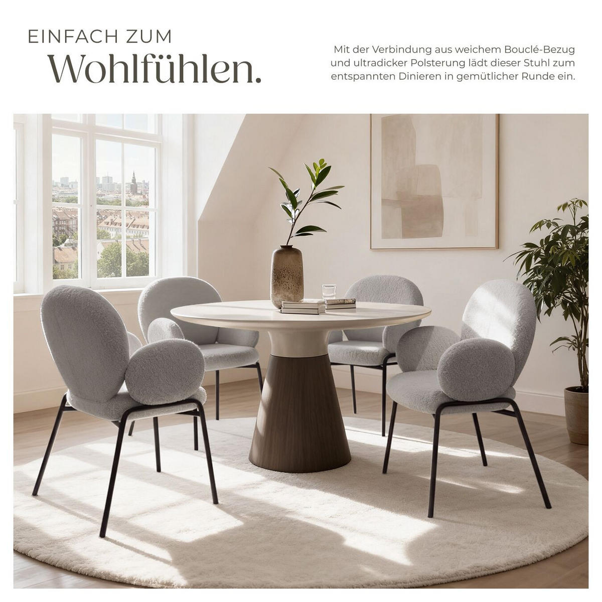 STUHL 1er Set Scandi Belastbarkeit 120 kg 61 5 x 62 x 90 - Hellgrau, Kunststoff (62/90/61.5cm) - tectake