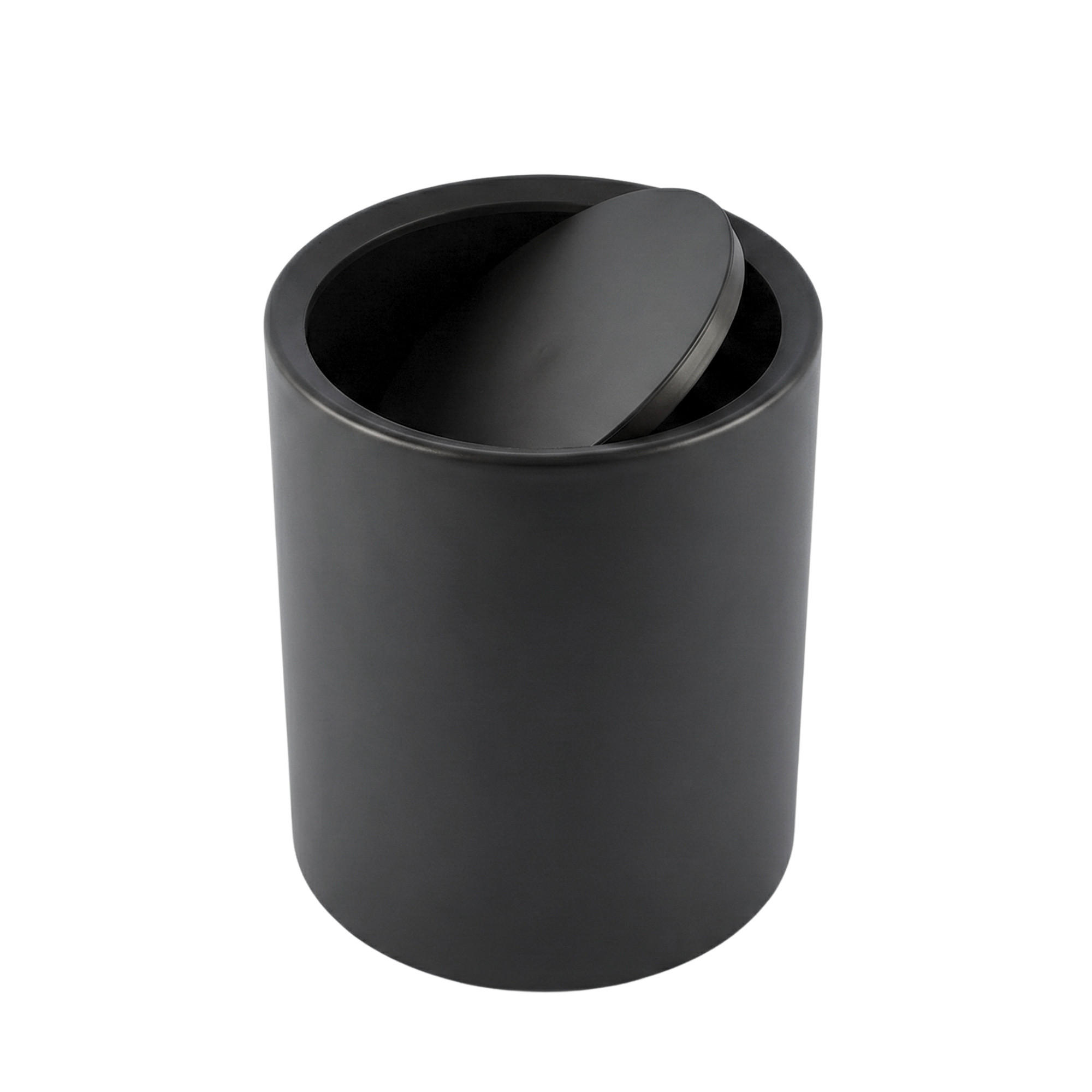 BADEZIMMER-MÜLLEIMER Rund 6 l 21/21/26 cm - Schwarz, Kunststoff (21/26/21cm) - NUXIO