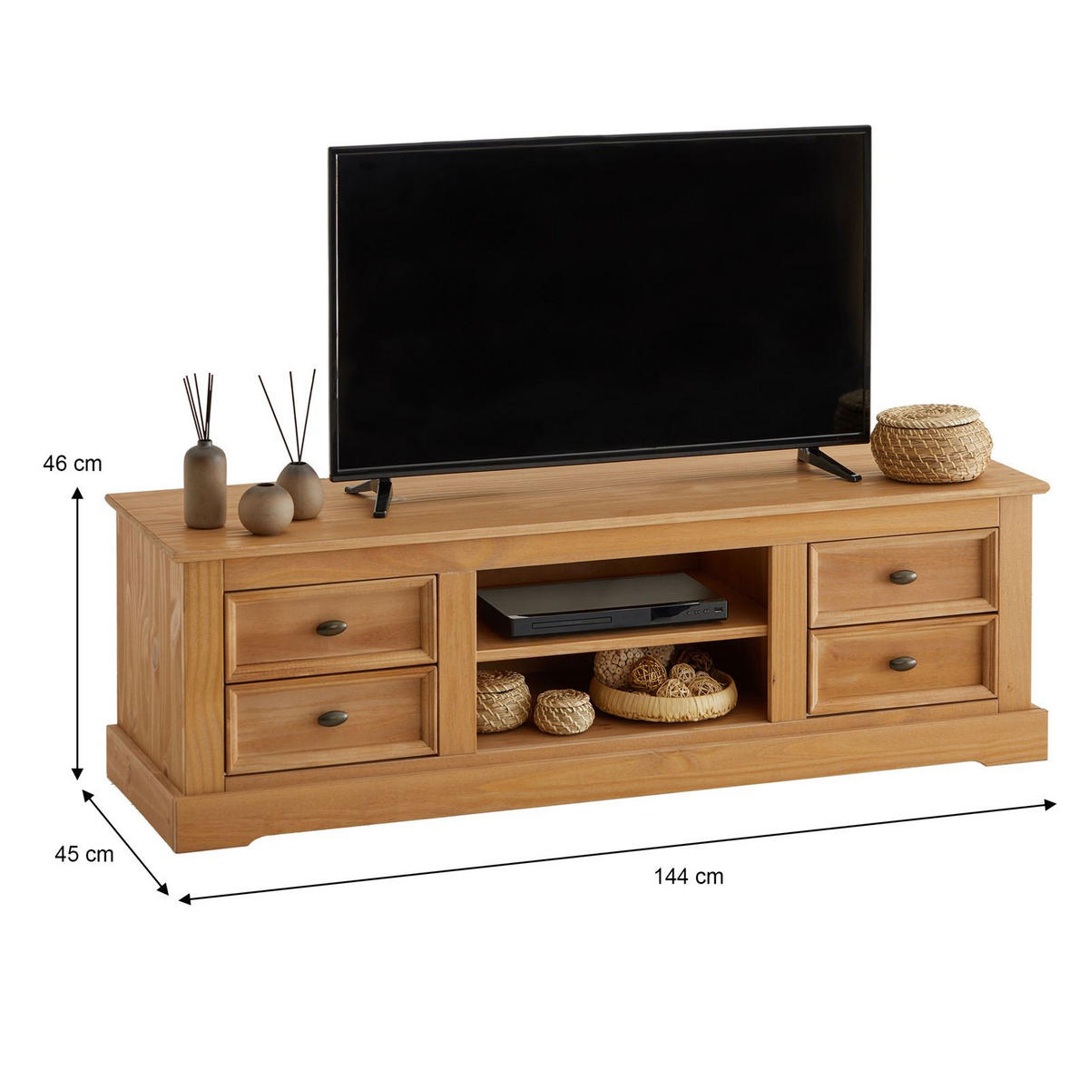 MEUBLE TV KENT - Kieferfarben, Holz (144/46/45cm) - IDIMEX