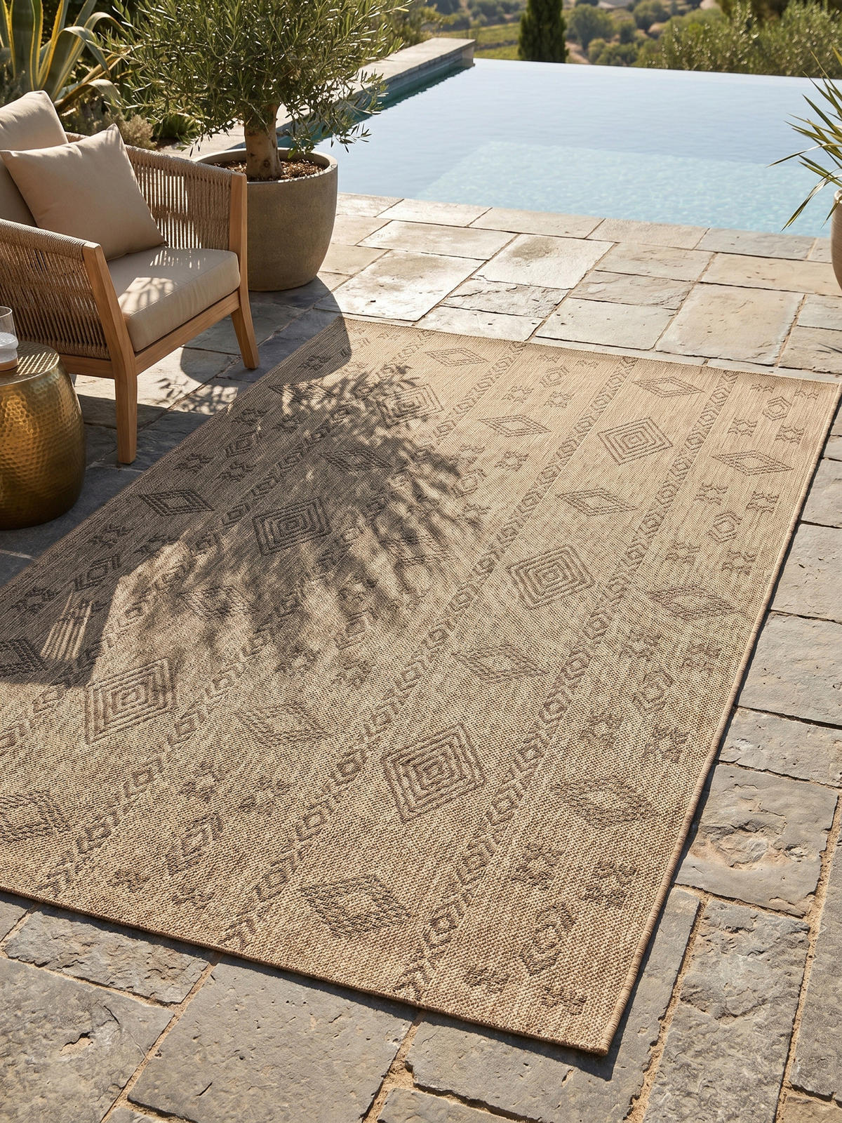 BALKONTEPPICH Vintage Wetterfest Waschbar Küche Balkon OEKO-TEX Schwarz 280x370 cm Flur – KASBERG - Beige, Textil (280/370cm) - KADIMA DESIGN