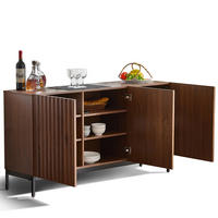 SIDEBOARD aus MDF 150x40x80 cm Dunkelbraun mit 3 Türen, verstellbaren Einlegeböden und 3D-Wellendesign - Dunkelbraun, Holzwerkstoff (150/80/40cm) - Modfu