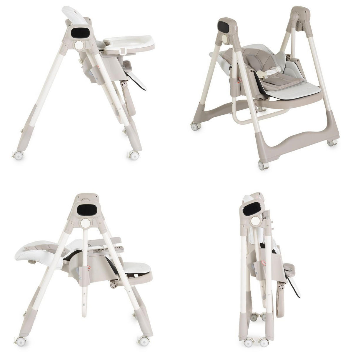 HOCHSTUHL Fuji Babyschaukel beige Rollen klappbar Fernbedienung Lätzchen - Beige, Metall (57/83/60cm) - Moni