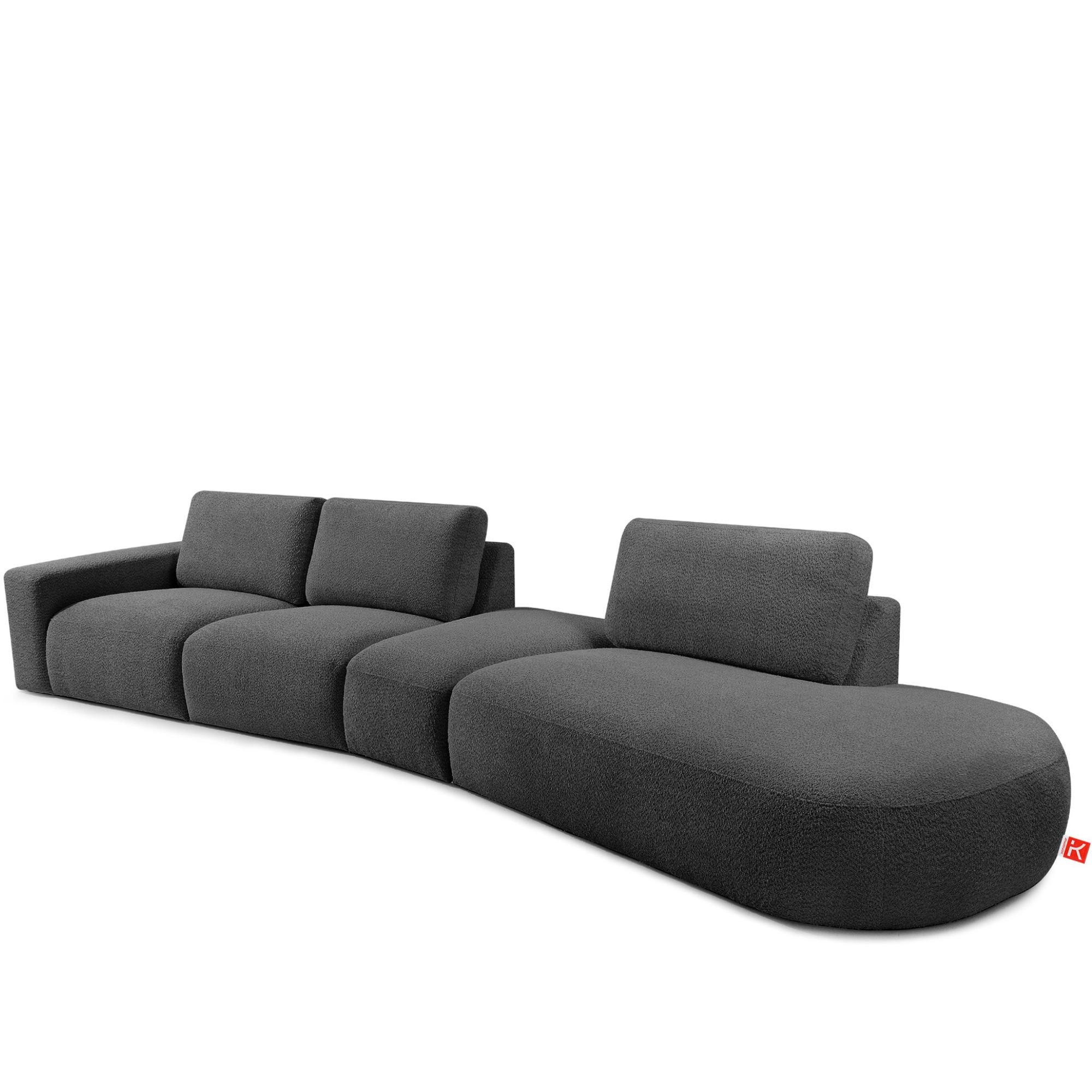 5-SITZER ECKSOFA ZUCCO Boucle rechts, Graphit - Graphitfarben, Textil (430/84/105cm) - KONSIMO®