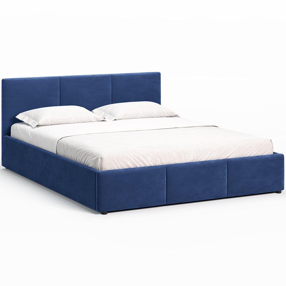 POLSTERBETT 140×200 cm mit Bettkasten und Lattenrost Nela HLR-64 Blau Velours - Blau, Holz/Metall (140/200cm) - Jana