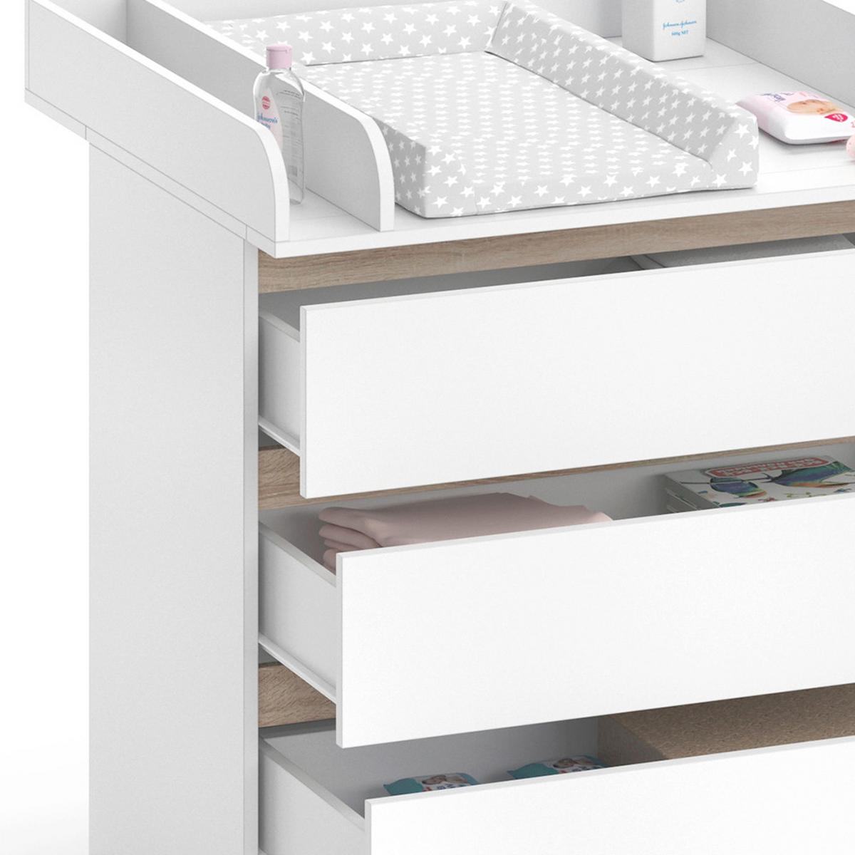 WICKELKOMMODE Emma Weiß 80 x 78 cm - Weiß, Holzwerkstoff (80/87/76cm) - Vicco