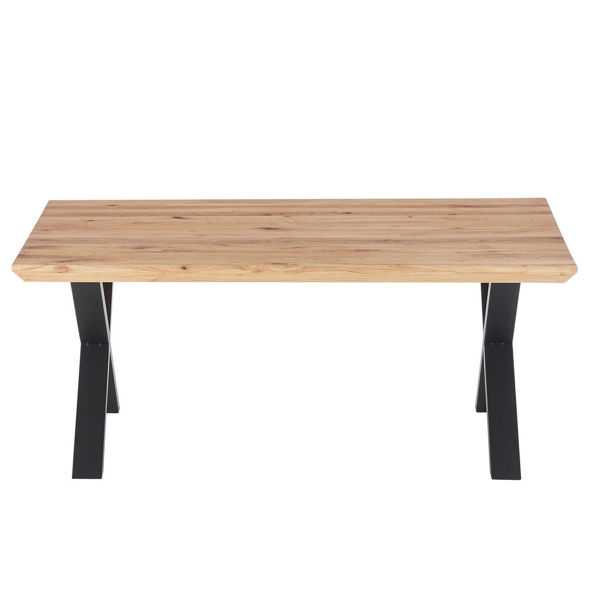 COUCHTISCH - Eiche / Schwarz - Eiche massiv / Eisen - Eichefarben/Schwarz, Holz/Metall (70/110/45cm) - home24