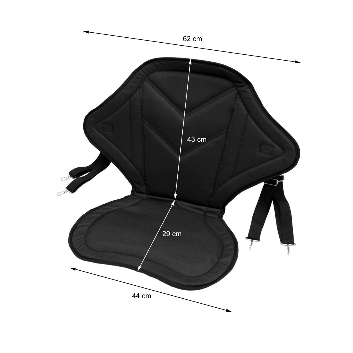 KAJAK SITZ 62x43 cm Schwarz - Schwarz, Kunststoff (62/44/43cm) - ECD-Germany