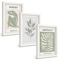 BILDER SET 3er Set - 20x30 cm Weißer Rahmen - Matisse Aquarell Boho-Design - Weiß, Kunststoff (20/30cm) - TULUP