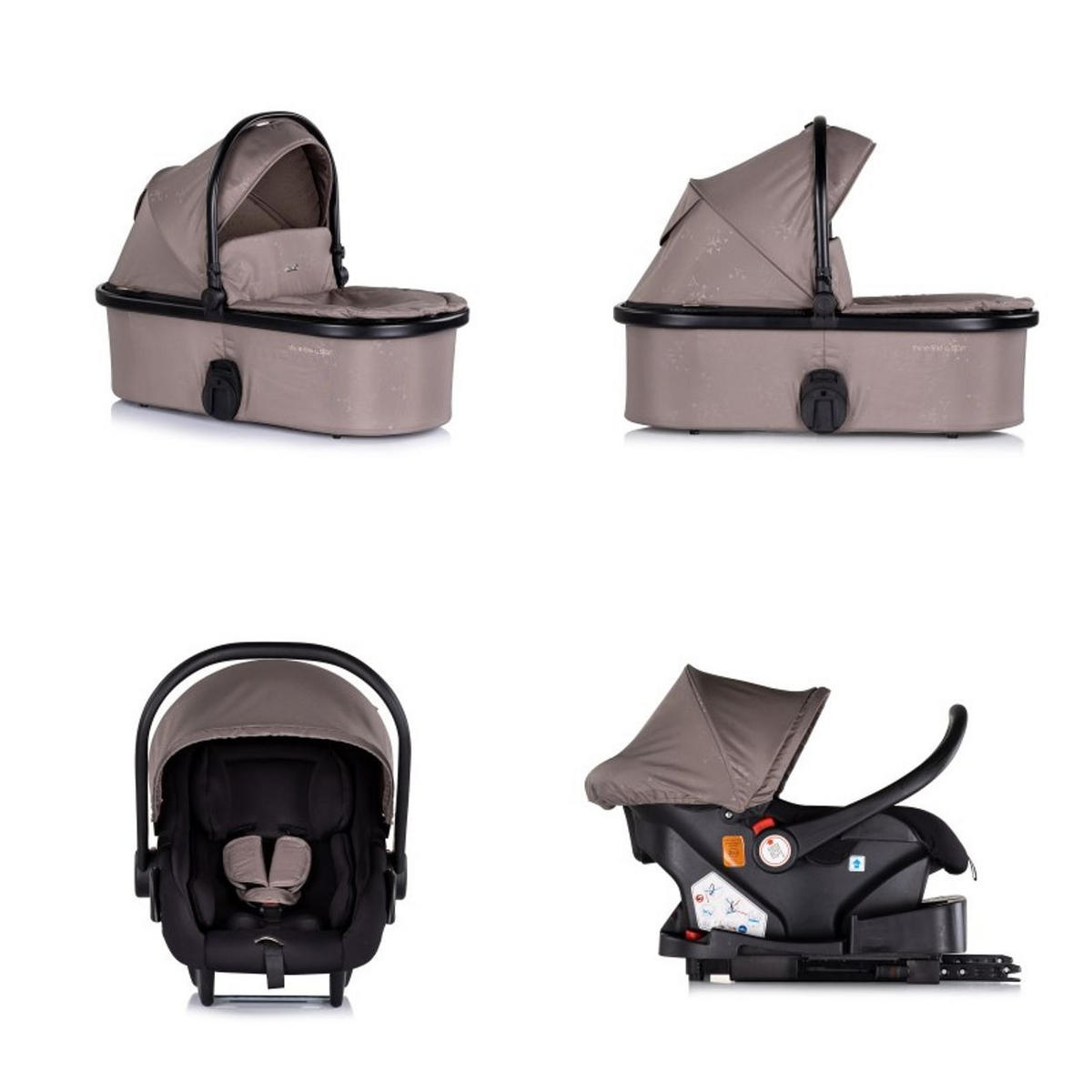 KOMBIKINDERWAGEN Marbella 3 in 1 beige Fußabdeckung Einlage i-Size Babyschale - Beige, Metall (90/63/108cm) - Chipolino