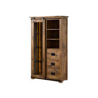 VITRINE Mango / Altholz 100x45x175 natur lackiert RAILWAY LUX #125 - Braun, Holz (100/175/45cm) - Massivmoebel24
