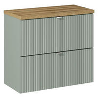 WASCHTISCHUNTERSCHRANK 80 cm 2 Teile - Line Reed Green L BM94 in Schilfgrün/ Evoke Eiche - Eiche Artisan/Grün, Holz (80/57/40cm)