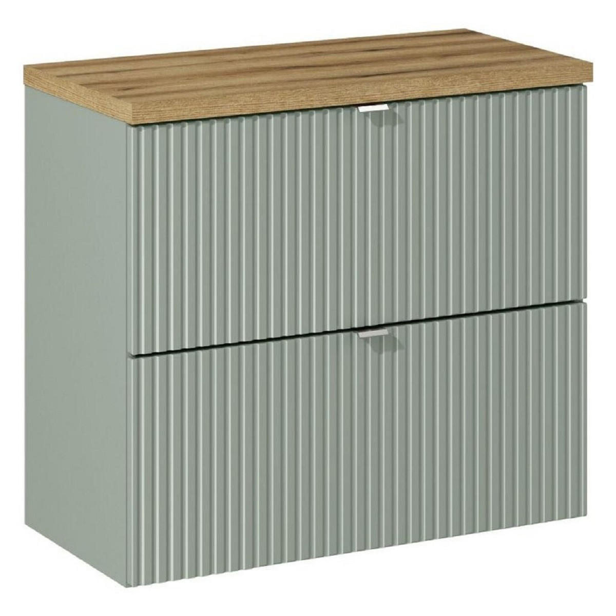 WASCHTISCHUNTERSCHRANK 80 cm 2 Teile - Line Reed Green L BM94 in Schilfgrün/ Evoke Eiche - Eiche Artisan/Grün, Holz (80/57/40cm)