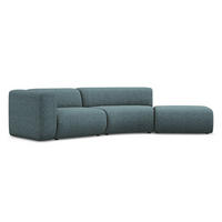 4-SITZER-SOFA Strukturstoff Stoff Blau - Blau/Blaugrau, Kunststoff/Textil (335/70/166cm) - Makamii