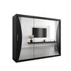 SCHWEBETÜRENSCHRANK 200/250/62 3-türig - Silberfarben/Schwarz, Holz/Kunststoff (250/200/62cm) - Abiks Möbel