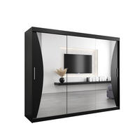 SCHWEBETÜRENSCHRANK 200/250/62 3-türig - Silberfarben/Schwarz, Holz/Kunststoff (250/200/62cm) - Abiks Möbel