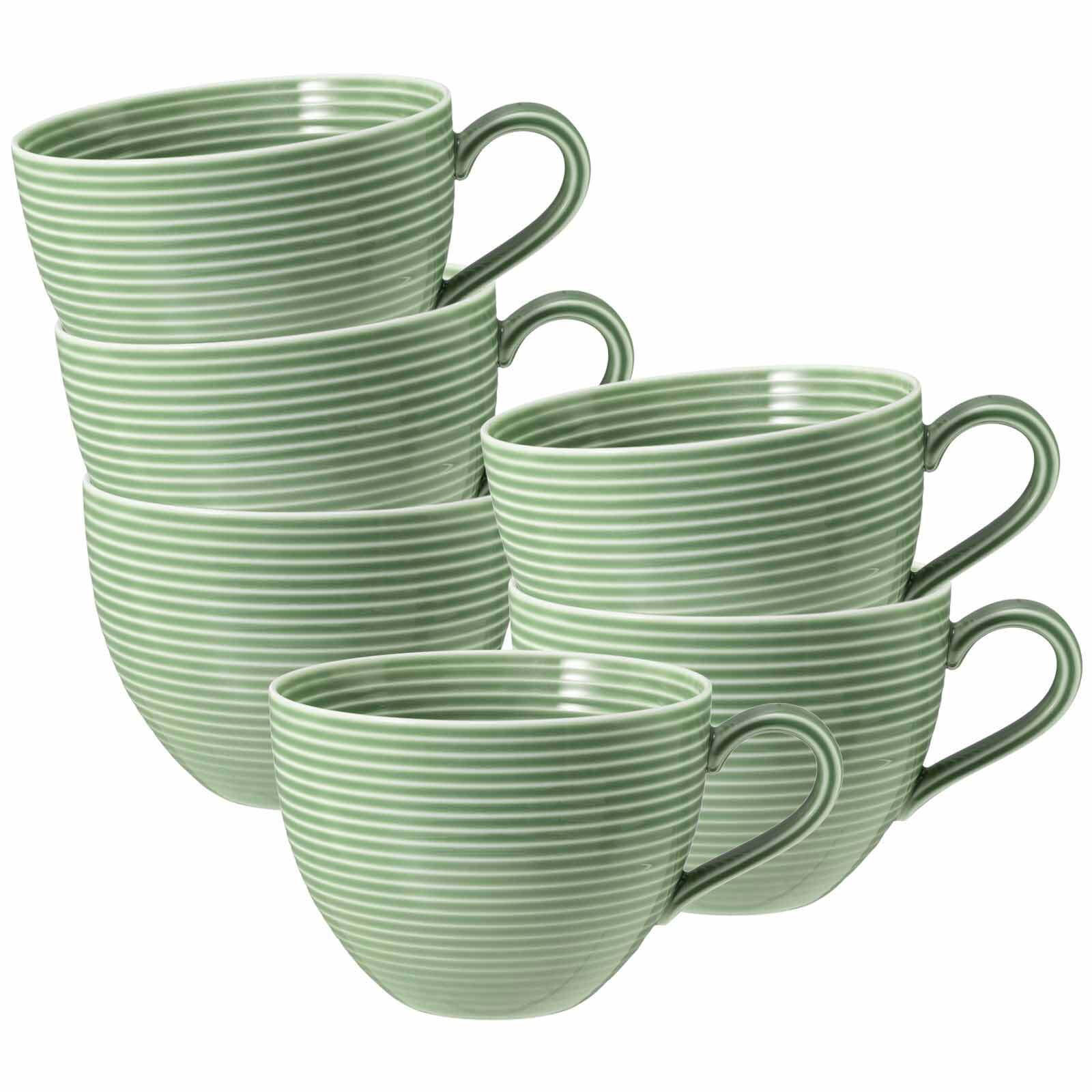 MILCHKAFFEETASSEN Beat Color Glaze Salbeigrün 0,35 l 6er Set - Grün, Keramik (0.35L) - Seltmann Weiden
