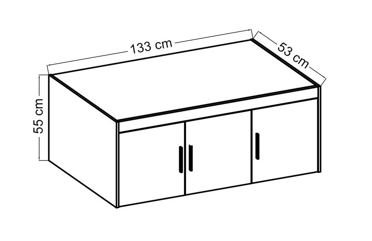 AUFSATZSCHRANK Storicos Sonoma Eiche 133/55,5/53 cm - 3T Modern - Beige, Holzwerkstoff/Kunststoff (133/55/53cm) - AX Living