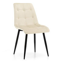 STUHL CHIC gespolsterter mit Steppung - hell beige - Samt Velours - Beige/Schwarz, Metall (50/88/47cm) - NEW HOME