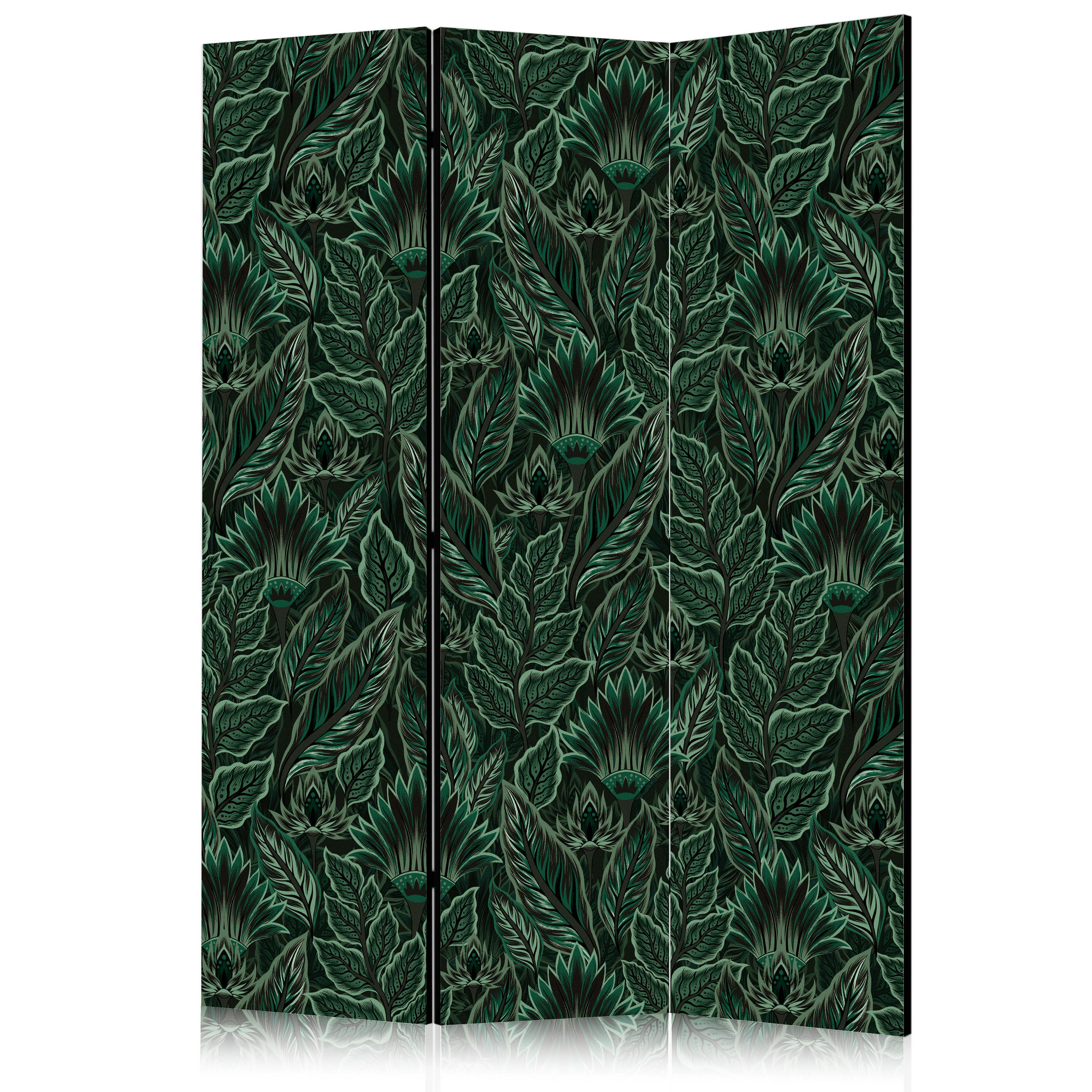 PARAVENT Beidseitig Bedruckter 3-tlg 135x172 cm Gr ne Bl tter - Grün, Holz/Textil (135/172/3cm) - Muralo