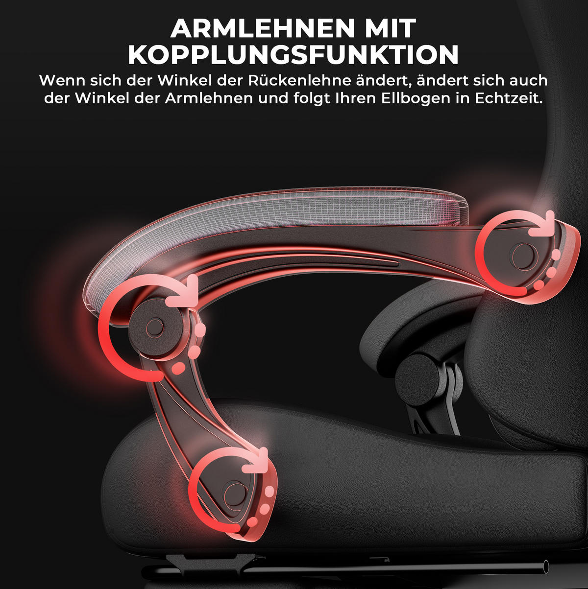GAMING-STUHL ergonomisch höhenverstellbar PVC Black Gray - Schwarz, Kunststoff (63/120.5/58.5cm) - Meubliv