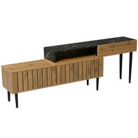 LOWBOARD Naturholz aus MDF mit PVC-Kante und Eisenbeinen - Naturfarben, Holzwerkstoff (30/58/129cm) - OKMYHOME