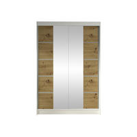SCHWEBETÜRENSCHRANK Lino V - Weiß/Eiche Artisan, Holzwerkstoff/Metall (120/200/58cm) - MIRJAN24
