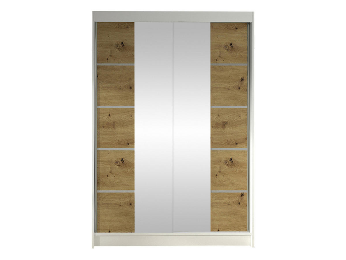 SCHWEBETÜRENSCHRANK Lino V - Weiß/Eiche Artisan, Holzwerkstoff/Metall (120/200/58cm) - MIRJAN24