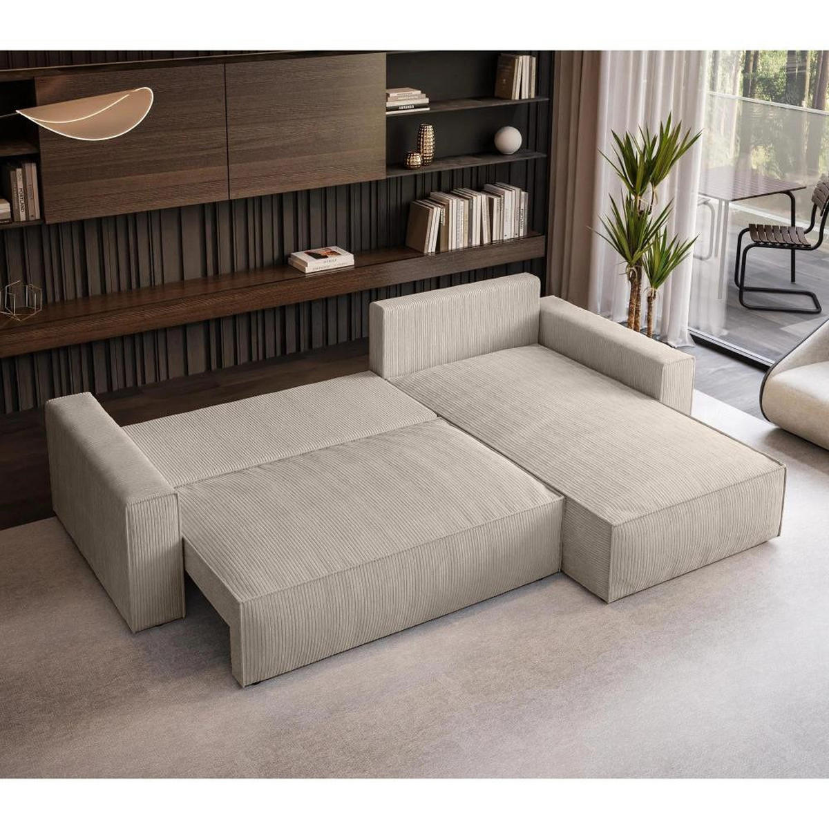 ECKSOFA Parys L Creme - Creme/Schwarz, Kunststoff/Textil (290/185cm) - Beautysofa