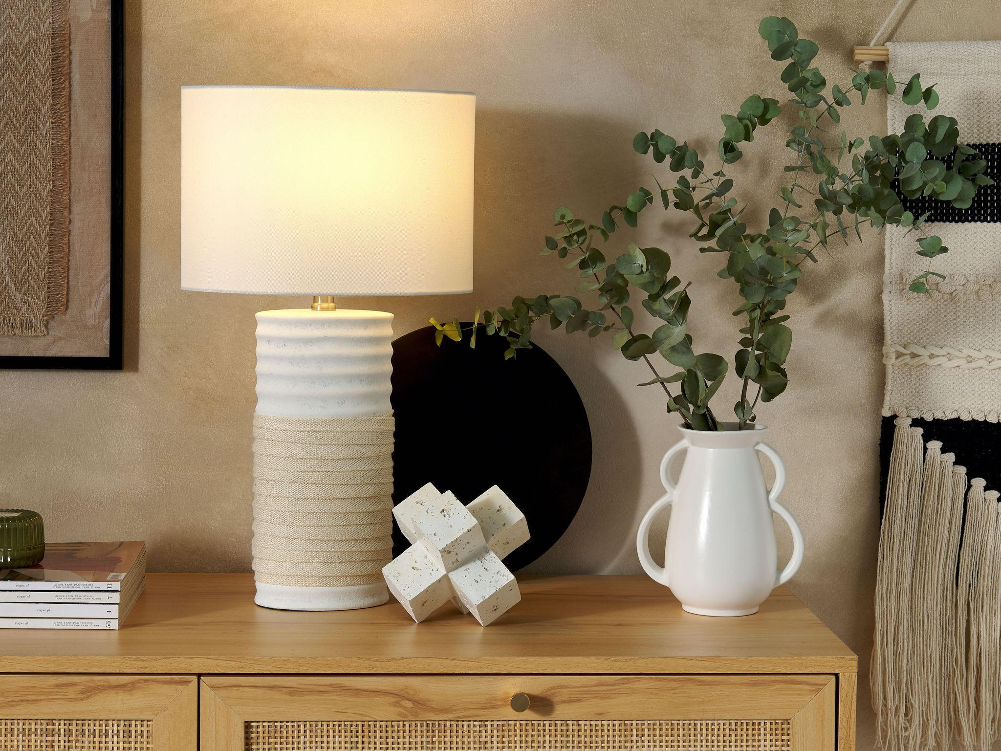 TISCHLAMPE Navia 30/30/50 cm - Weiß, Keramik (30/30/50cm) - Beliani
