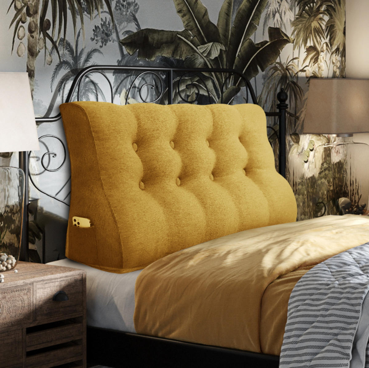 RÜCKENKISSEN Körperkontur Leinenlook Gelb 120 cm - Gelb, Textil (55/120cm) - Vercart