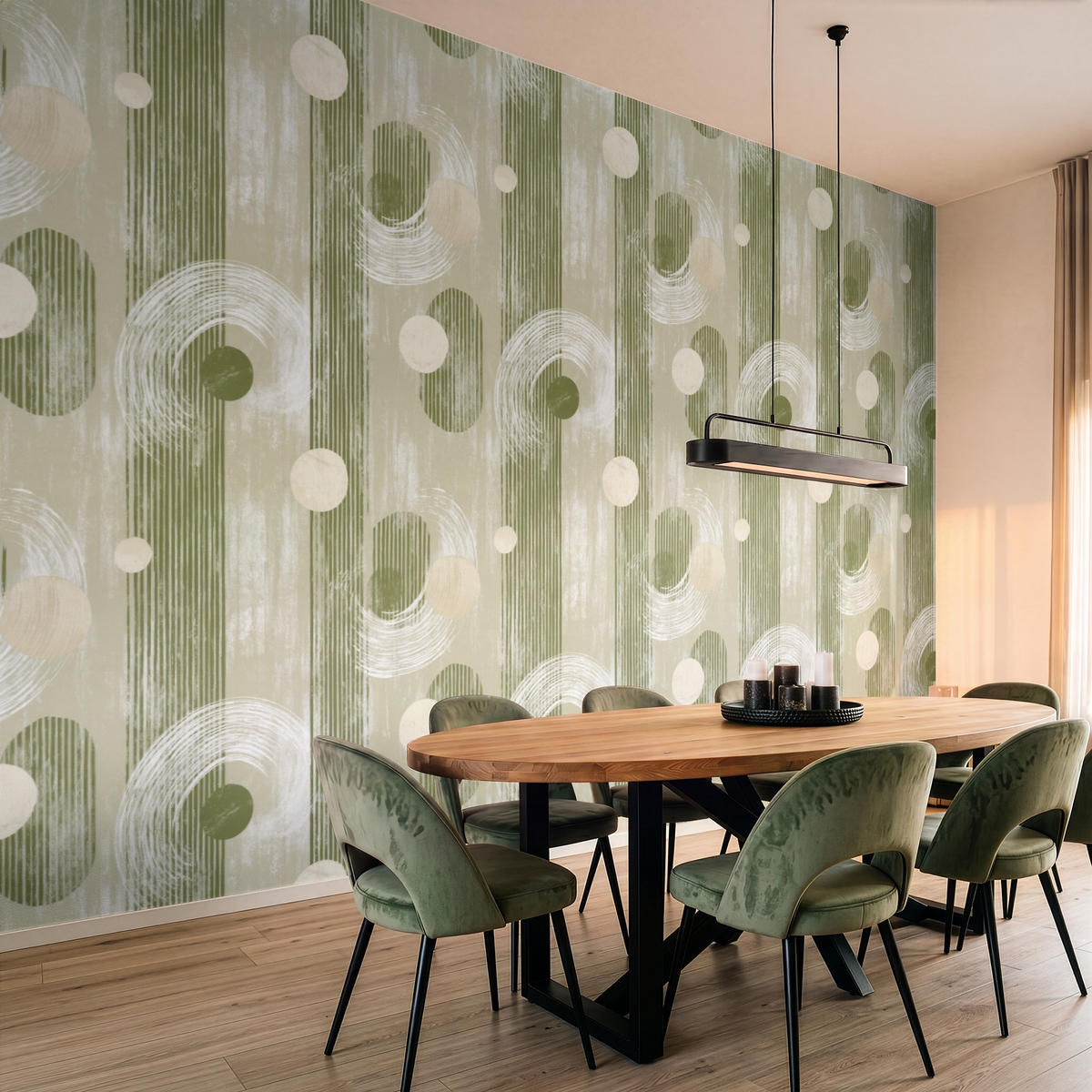 TAPETE - Künstlerisch - Modern - Grün - 450x280 cm - Olivgrün, Papier (450/280cm) - OnlyWow