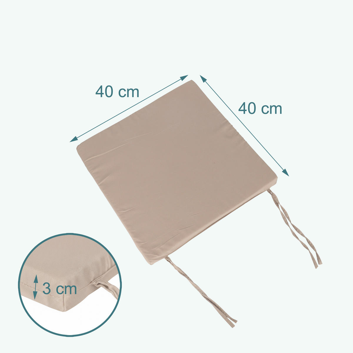 STUHLKISSEN Beige flach 4er-Set Schaumstoff 40x40 cm - Beige, Textil (40/40/3cm) - Relaxdays