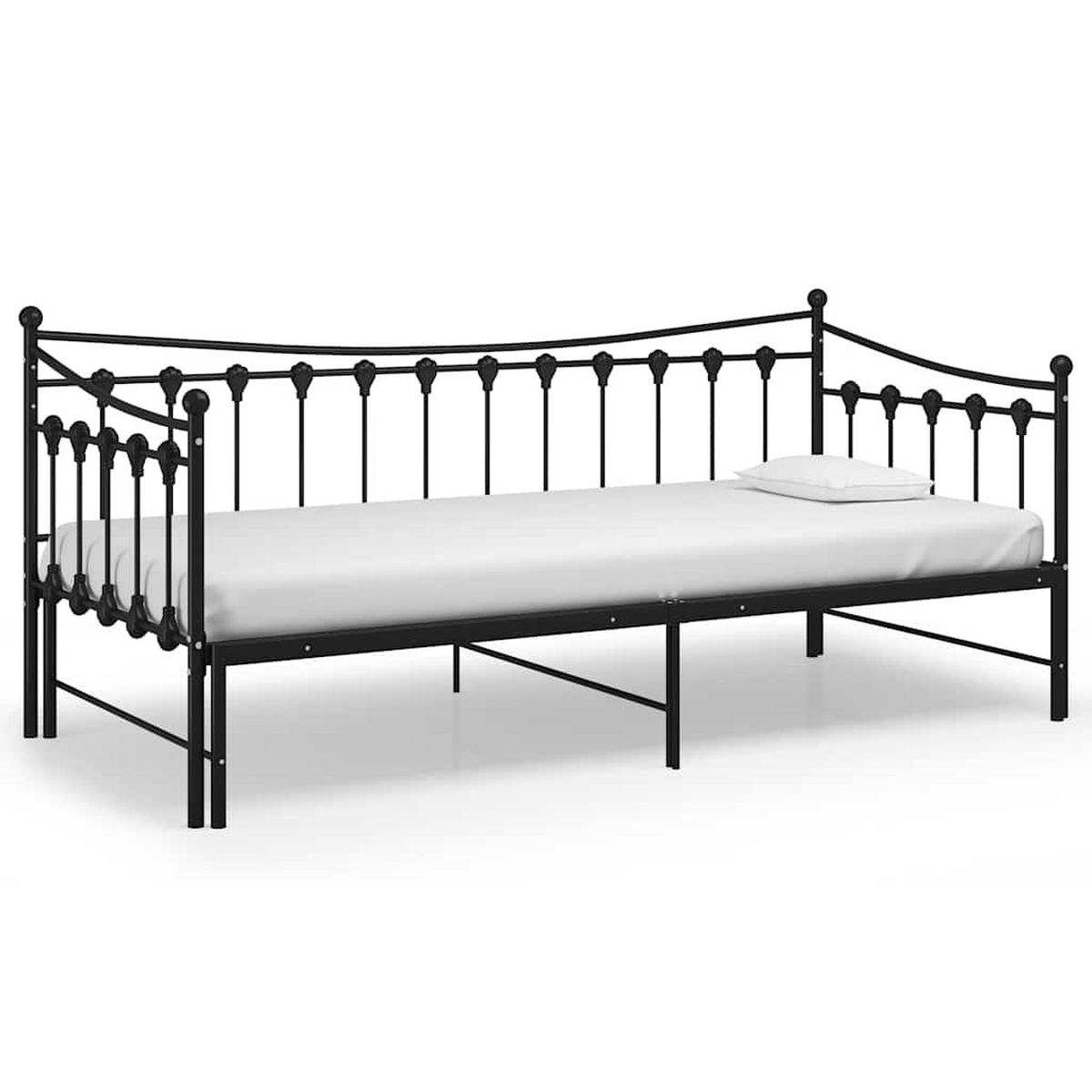 AUSZIEHSOFA Bettgestell Schwarz Metall 90/200 Cm - Schwarz, Textil (90/200cm) - vidaXL