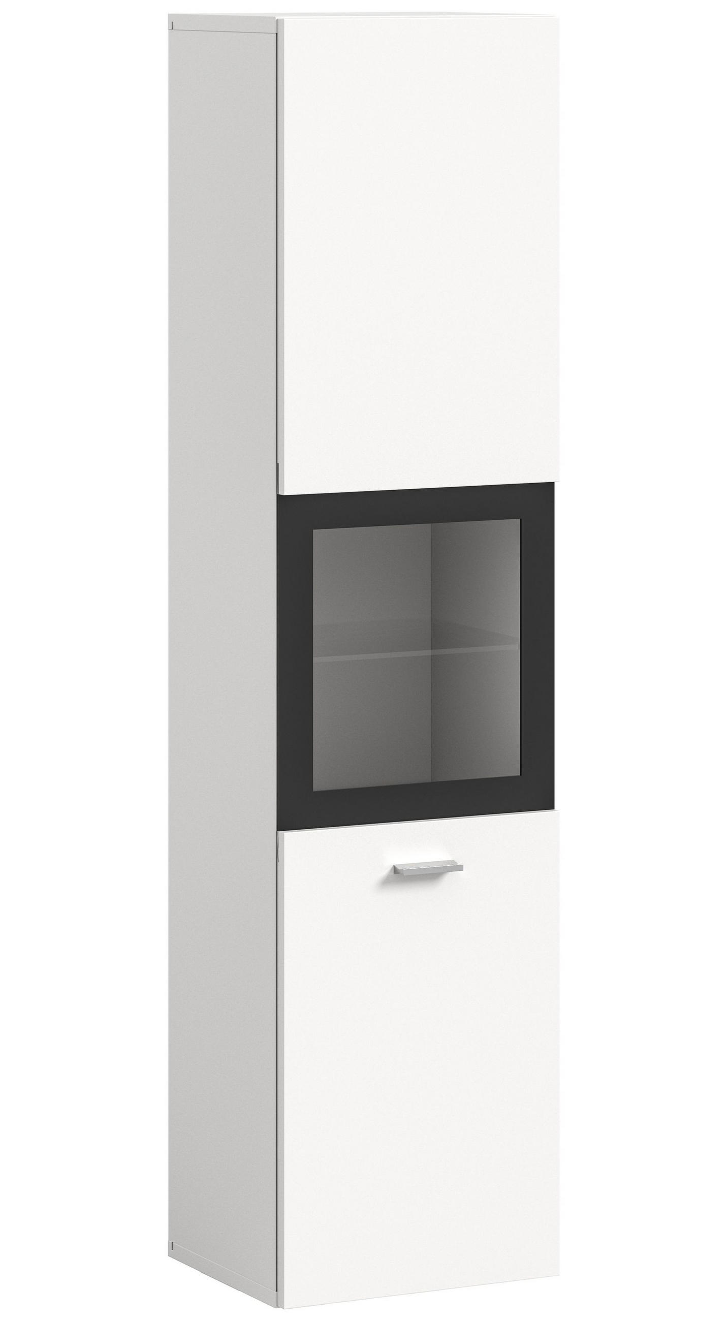 BADSCHRANK Boston/Tampa Bad in weiß Nachbildung und schwarz - modernes Design - B/H/T: 30x125x29 cm - Weiß, Holzwerkstoff (30/125/29cm)