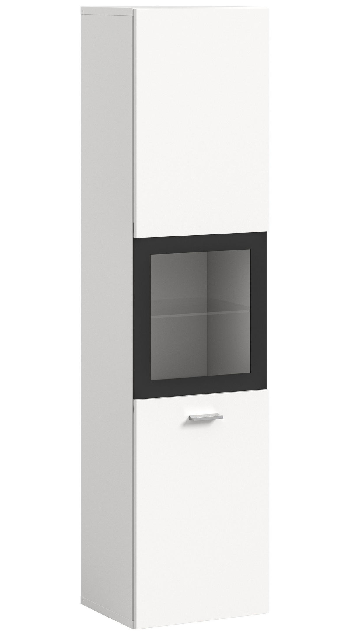 BADSCHRANK Boston/Tampa Bad in weiß Nachbildung und schwarz - modernes Design - B/H/T: 30x125x29 cm - Weiß, Holzwerkstoff (30/125/29cm)