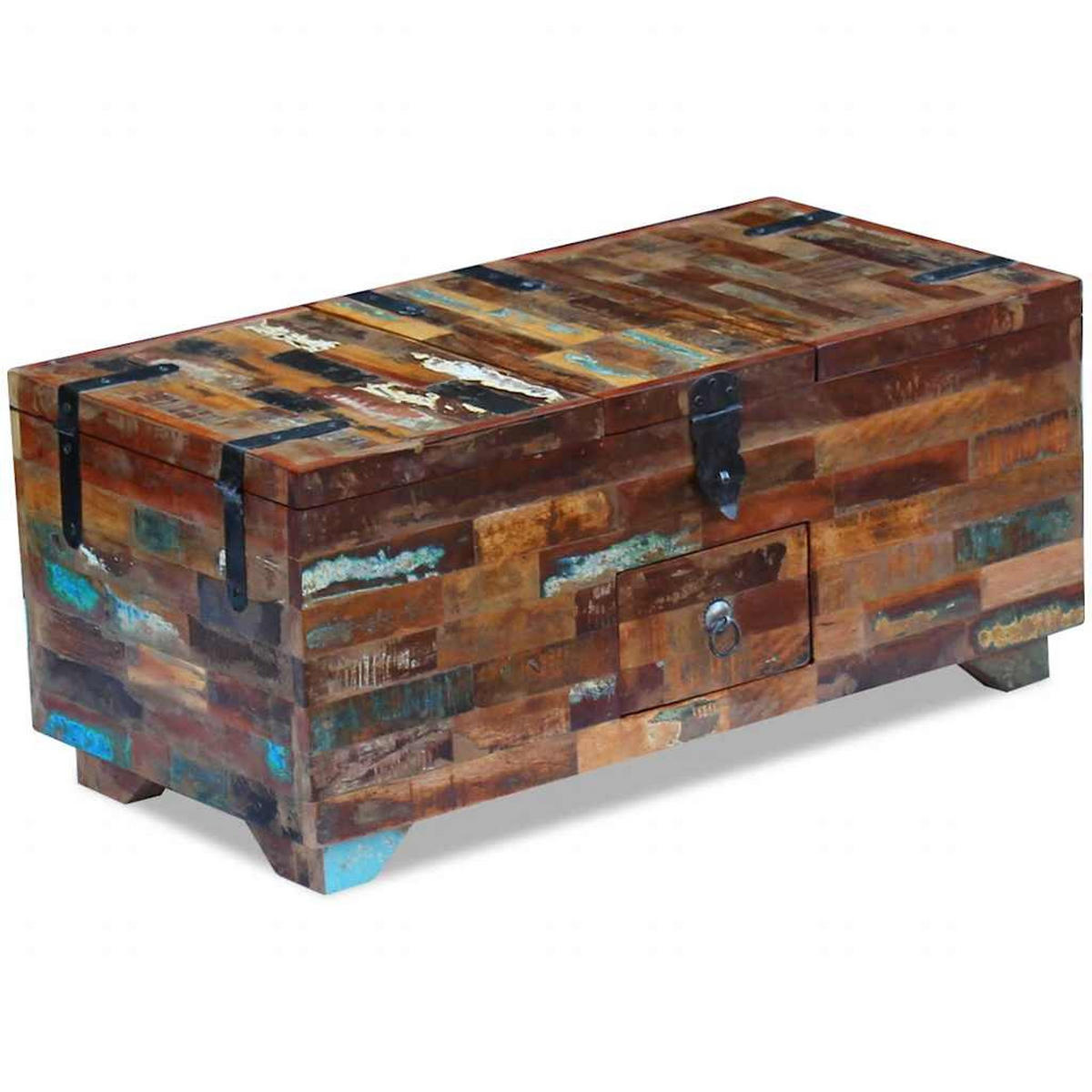 COUCHTISCH Truhe Altholz Massiv 80x40x35 cm - Braun, Holzwerkstoff (80/80/35cm) - furnicato
