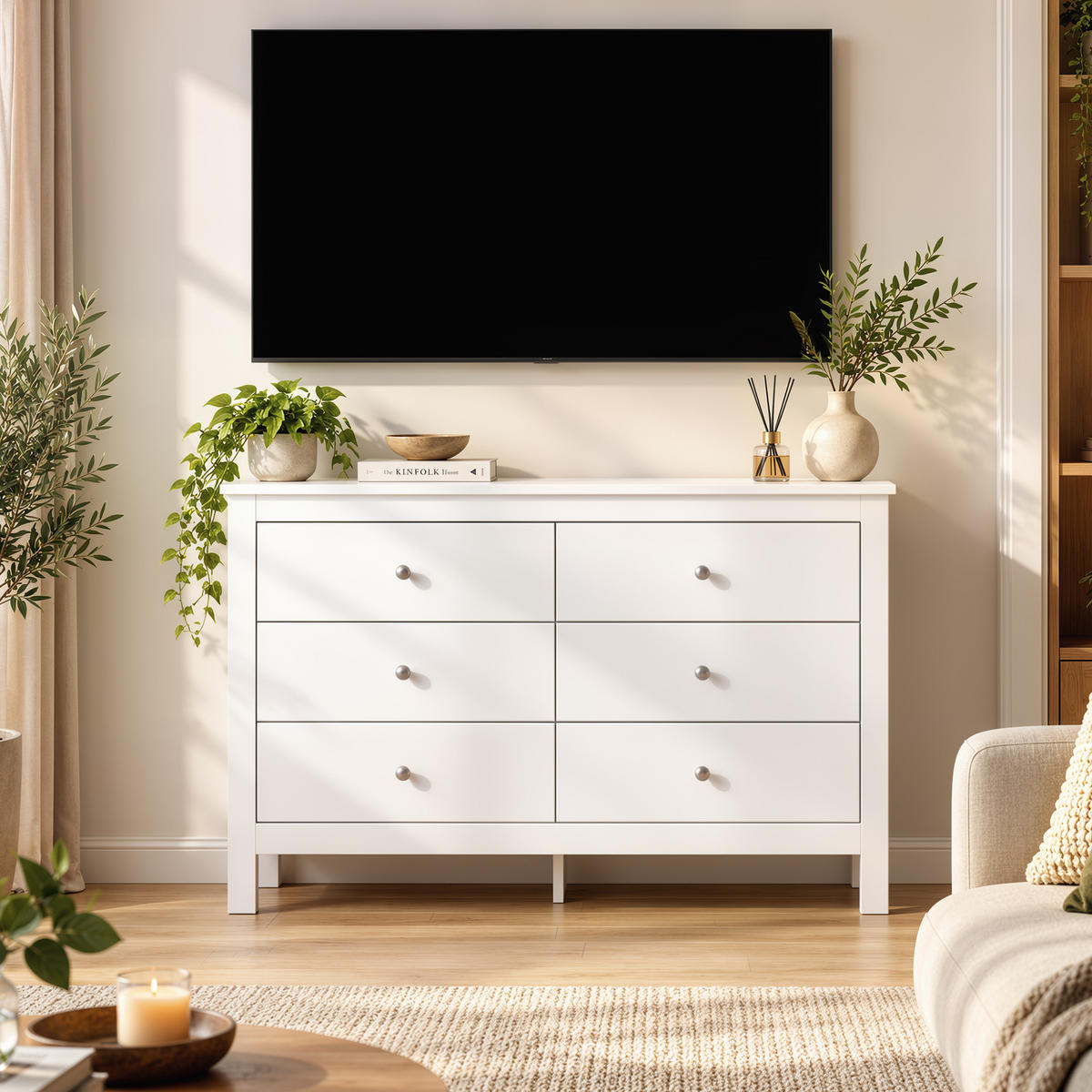 KOMODA MDF bílá - bílá/niklová, kov/kompozitní dřevo (39.5/75.5/118cm) - HOMCOM